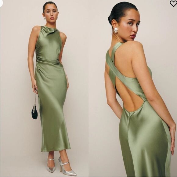 Reformation Dresses & Skirts - Reformation Green Satin Dress